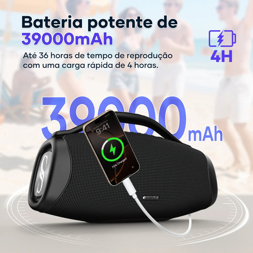Caixa de Som Bluetooth Sabala DR-909 200W RMS Sistema 2.1 Bass Profundo Bateria 39000mAh Até 36h IPX6 À Prova D'água Powerbank TWS Original