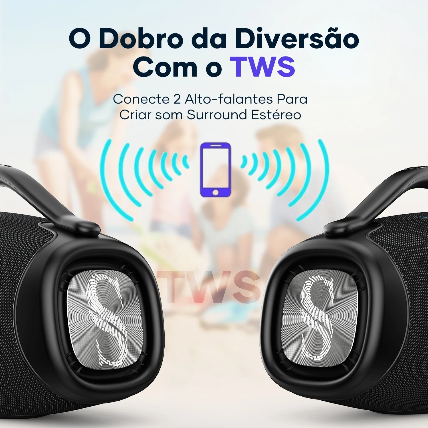 Caixa de Som Bluetooth Sabala DR-909 200W RMS Sistema 2.1 Bass Profundo Bateria 39000mAh Até 36h IPX6 À Prova D'água Powerbank TWS Original