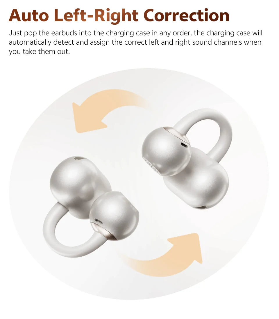 Fone de Ouvido QCY Crossky C50 Bluetooth 6.0 Open Ear Clipe Conforto Esportivo Graves Potentes 4 Mics Chamadas IA Bateria 35h IPX5 Original