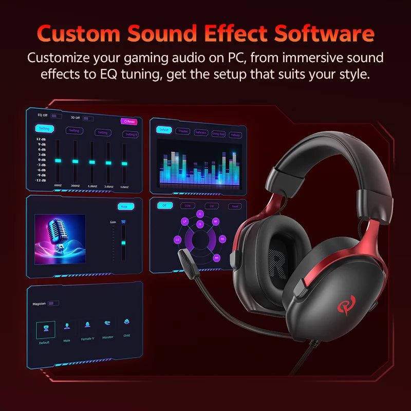 Headset Gamer QCY VN200 Pro Som Surround 7.1 Virtual Driver 40mm Microfone HD Sensível Fone de Ouvido Profissional USB PC PS4 PS5 Notebook Cabo 2.2m Ergonômico