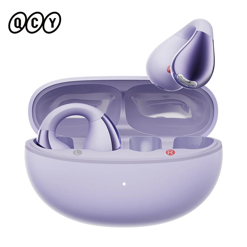 Fone de Ouvido QCY Crossky C30 Bluetooth 5.4 Open Ear Clipe de Orelha Esportivo Estilo Brinco Graves Potentes Conexão Multiponto Bateria 25h IPX4 Original