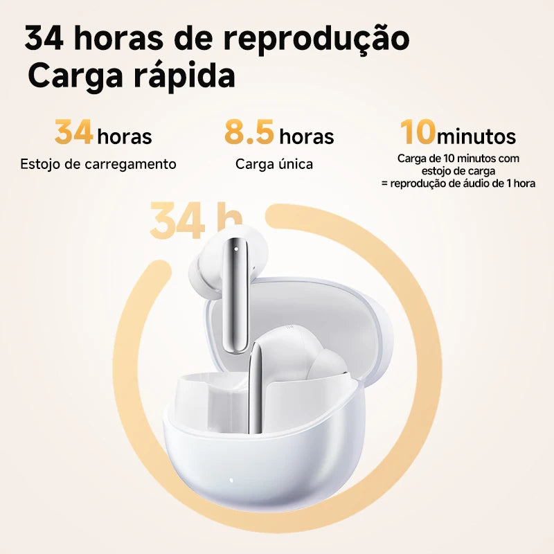 Fone de Ouvido QCY MeloBuds Pro Bluetooth 5.3 Cancelamento de Ruído ANC 46dB Hi-Res LDAC Sensor de Uso 6 Mics Chamadas HD Bateria 34h Multiponto Original