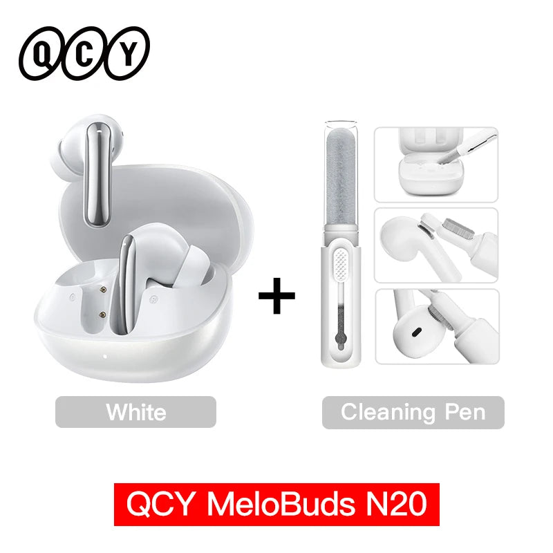 Fone de Ouvido QCY MeloBuds N20 HT20 Bluetooth 6.0 Cancelamento de Ruído Ativo ANC -50dB 6 Microfones Chamadas HD Driver 13mm Bateria 40h Gamer Baixa Latência IPX4 Original