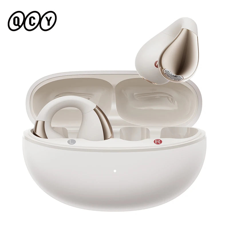 Fone de Ouvido QCY Crossky C30 Bluetooth 5.4 Open Ear Clipe de Orelha Esportivo Estilo Brinco Graves Potentes Conexão Multiponto Bateria 25h IPX4 Original