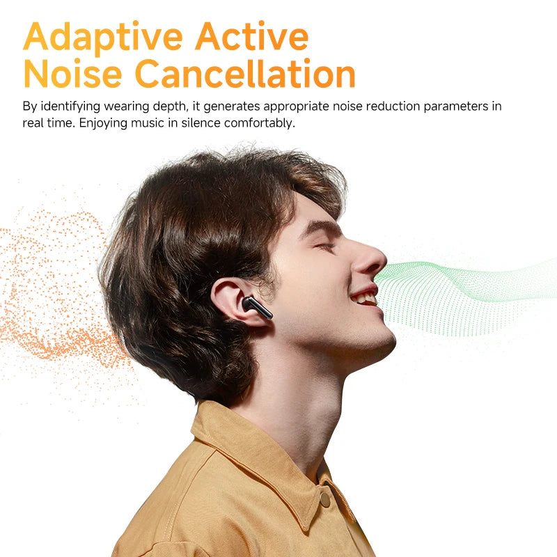 Fone de Ouvido QCY HT10 AilyBuds Pro+ ANC Cancelamento de Ruído Adaptativo Bluetooth 5.3 Hi-Res Áudio LDAC 6 Microfones Chamadas HD Conexão Multiponto Gamer 80ms IPX5