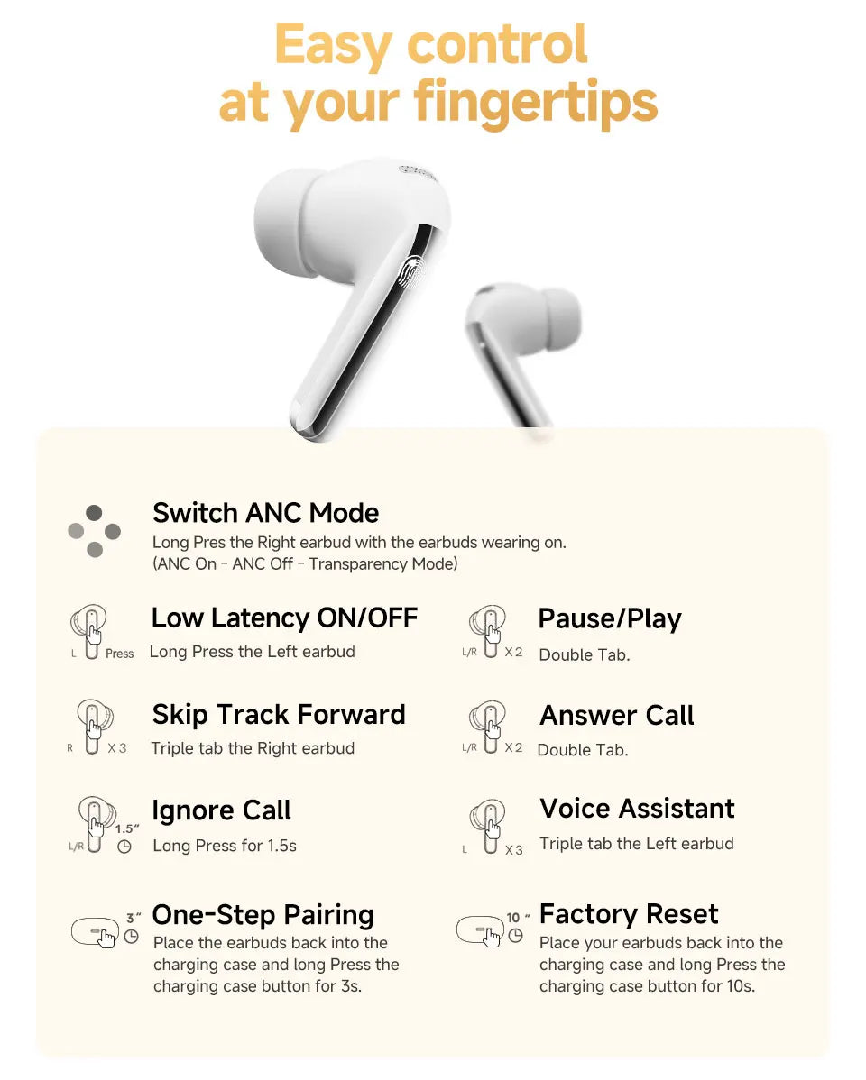 Fone de Ouvido QCY MeloBuds Pro Bluetooth 5.3 Cancelamento de Ruído ANC 46dB Hi-Res LDAC Sensor de Uso 6 Mics Chamadas HD Bateria 34h Multiponto Original
