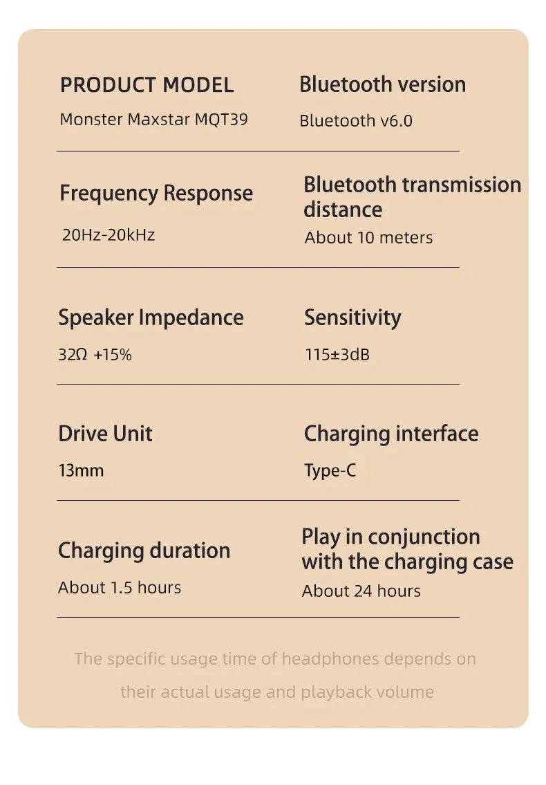 Fone de Ouvido Monster MQT39 Bluetooth 6.0 Gamer Som Surround 360 HiFi Estéreo Cancelamento de Ruído Bateria 24h Esportivo Original Monster