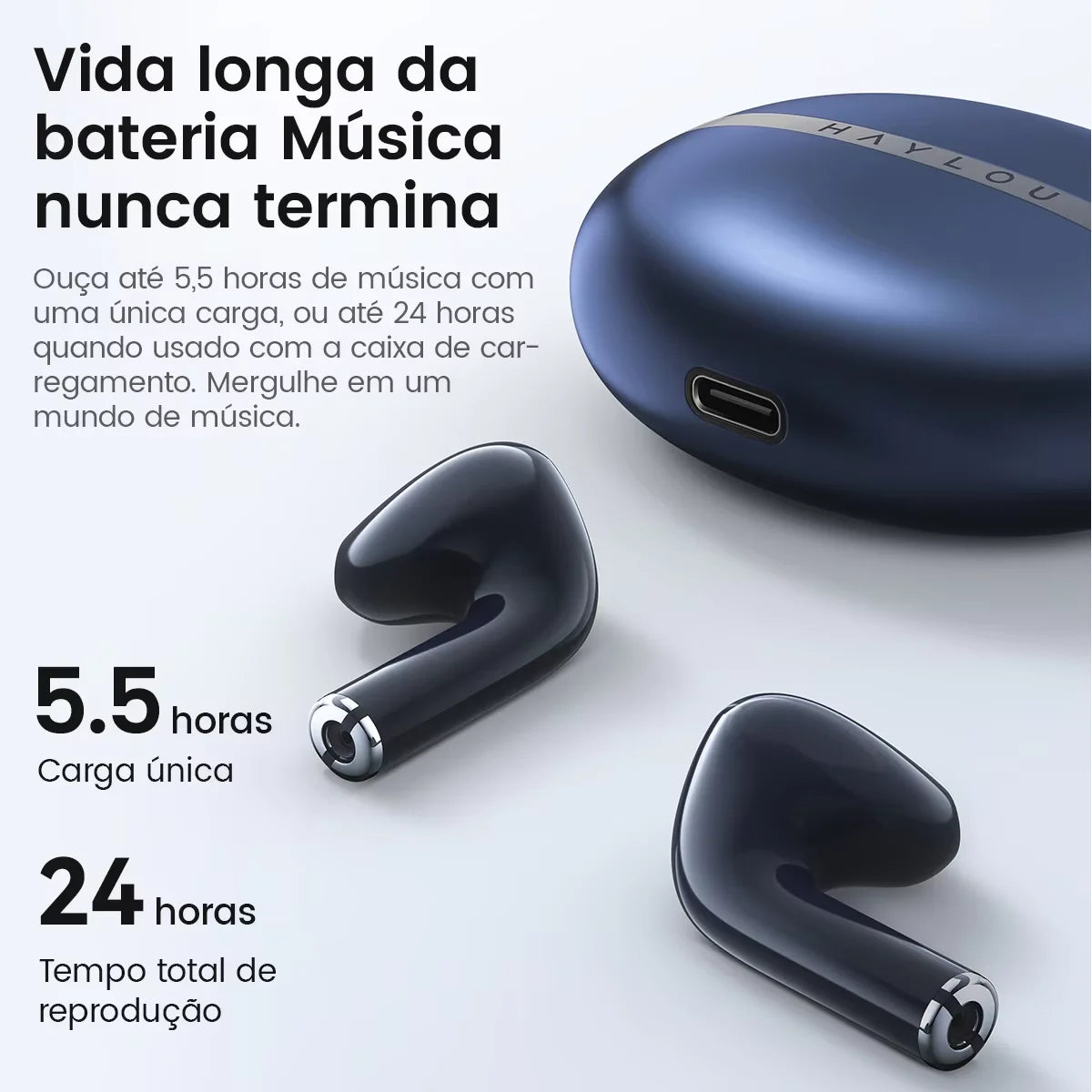 Fone de Ouvido HAYLOU X1 2023 Bluetooth 5.4 Estojo em Metal Driver 12mm Bateria 24h Som HiFi Redução de Ruído ENC Original
