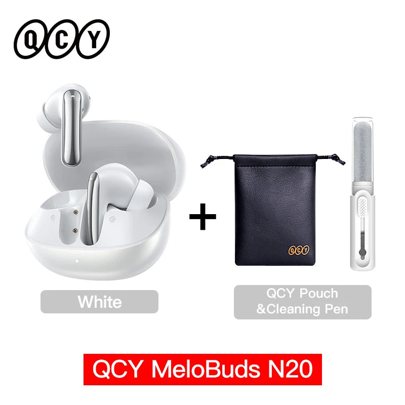 Fone de Ouvido QCY MeloBuds N20 HT20 Bluetooth 6.0 Cancelamento de Ruído Ativo ANC -50dB 6 Microfones Chamadas HD Driver 13mm Bateria 40h Gamer Baixa Latência IPX4 Original