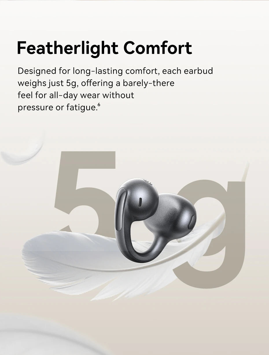 Baseus MC1 Pro Ear Clip Wireless Earphones Bluetooth 6.0 Hi-Res Ultra Open Earbuds earrings 4-Mic ENC Clip on ear buds Headphone