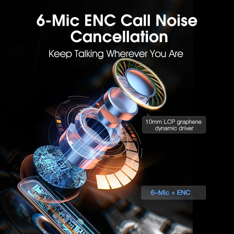 Fone Bluetooth QCY HT05 MeloBuds ANC 40dB Pro À Prova D'água 6 Mics Gamer Latência Baixa