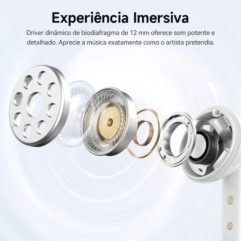 Fone de Ouvido QCY Melobuds N50 ANC Bluetooth 5.4 Cancelamento de Ruído Adaptativo 6 Mics Multipoint Bateria 28h Original QCY