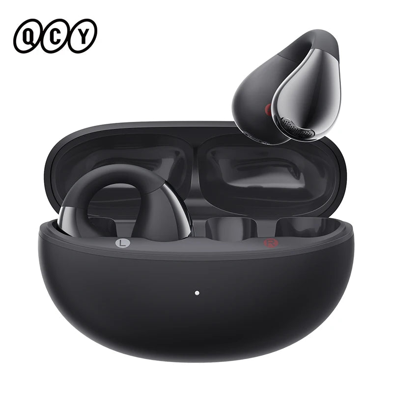 Fone de Ouvido QCY Crossky C30 Bluetooth 5.4 Open Ear Clipe de Orelha Esportivo Estilo Brinco Graves Potentes Conexão Multiponto Bateria 25h IPX4 Original