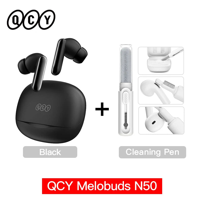 Fone de Ouvido QCY Melobuds N50 ANC Bluetooth 5.4 Cancelamento de Ruído Adaptativo 6 Mics Multipoint Bateria 28h Original QCY