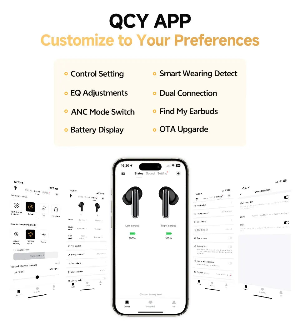 Fone de Ouvido QCY MeloBuds Pro Bluetooth 5.3 Cancelamento de Ruído ANC 46dB Hi-Res LDAC Sensor de Uso 6 Mics Chamadas HD Bateria 34h Multiponto Original