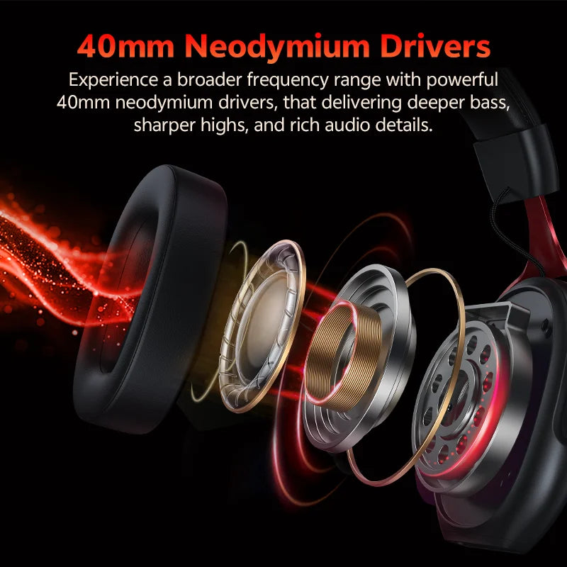 Headset Gamer QCY VN200 Pro Som Surround 7.1 Virtual Driver 40mm Microfone HD Sensível Fone de Ouvido Profissional USB PC PS4 PS5 Notebook Cabo 2.2m Ergonômico