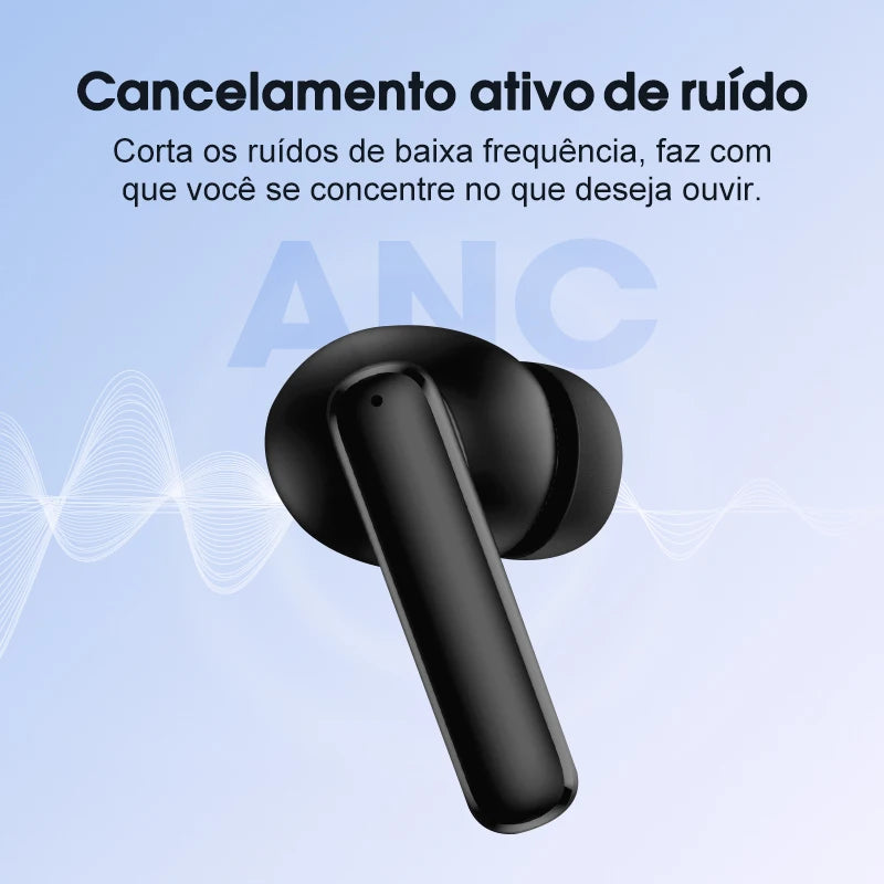 Fone de Ouvido QCY T13 ANC Bluetooth 5.3 Cancelamento de Ruído 28dB 4 Mics ENC Bateria 30h Modo Game Baixa Latência Original QCY