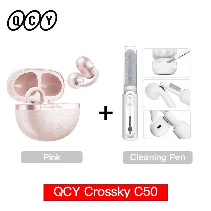 Fone de Ouvido QCY Crossky C50 Bluetooth 6.0 Open Ear Clipe Conforto Esportivo Graves Potentes 4 Mics Chamadas IA Bateria 35h IPX5 Original