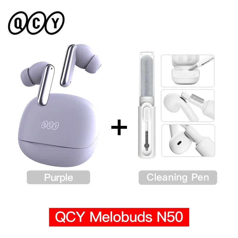 Fone de Ouvido QCY Melobuds N50 ANC Bluetooth 5.4 Cancelamento de Ruído Adaptativo 6 Mics Multipoint Bateria 28h Original QCY
