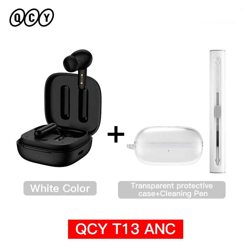 Fone de Ouvido QCY T13 ANC Bluetooth 5.3 Cancelamento de Ruído 28dB 4 Mics ENC Bateria 30h Modo Game Baixa Latência Original QCY