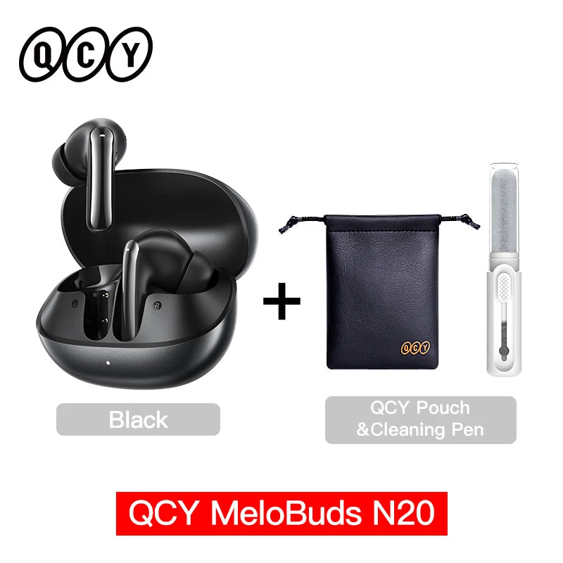 Fone de Ouvido QCY MeloBuds N20 HT20 Bluetooth 6.0 Cancelamento de Ruído Ativo ANC -50dB 6 Microfones Chamadas HD Driver 13mm Bateria 40h Gamer Baixa Latência IPX4 Original