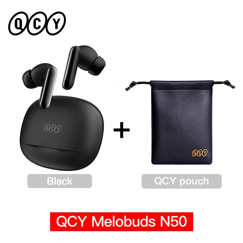 Fone de Ouvido QCY Melobuds N50 ANC Bluetooth 5.4 Cancelamento de Ruído Adaptativo 6 Mics Multipoint Bateria 28h Original QCY