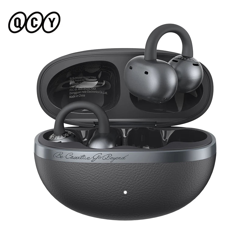 Fone de Ouvido QCY Crossky C50 Bluetooth 6.0 Open Ear Clipe Conforto Esportivo Graves Potentes 4 Mics Chamadas IA Bateria 35h IPX5 Original
