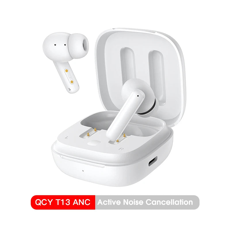Fone de Ouvido QCY T13 ANC Bluetooth 5.3 Cancelamento de Ruído 28dB 4 Mics ENC Bateria 30h Modo Game Baixa Latência Original QCY