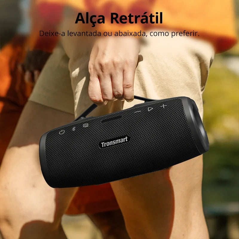 Caixa de Som Bluetooth Tronsmart Mirtune S100 50W Portátil Graves Potentes IPX7 Prova D'água Alça Retrátil Bateria 20h Powerbank Integrado App Controle LED Original