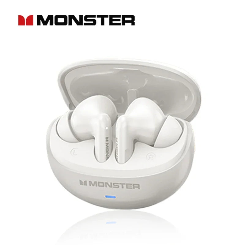 Fone de Ouvido Monster MQT39 Bluetooth 6.0 Gamer Som Surround 360 HiFi Estéreo Cancelamento de Ruído Bateria 24h Esportivo Original Monster