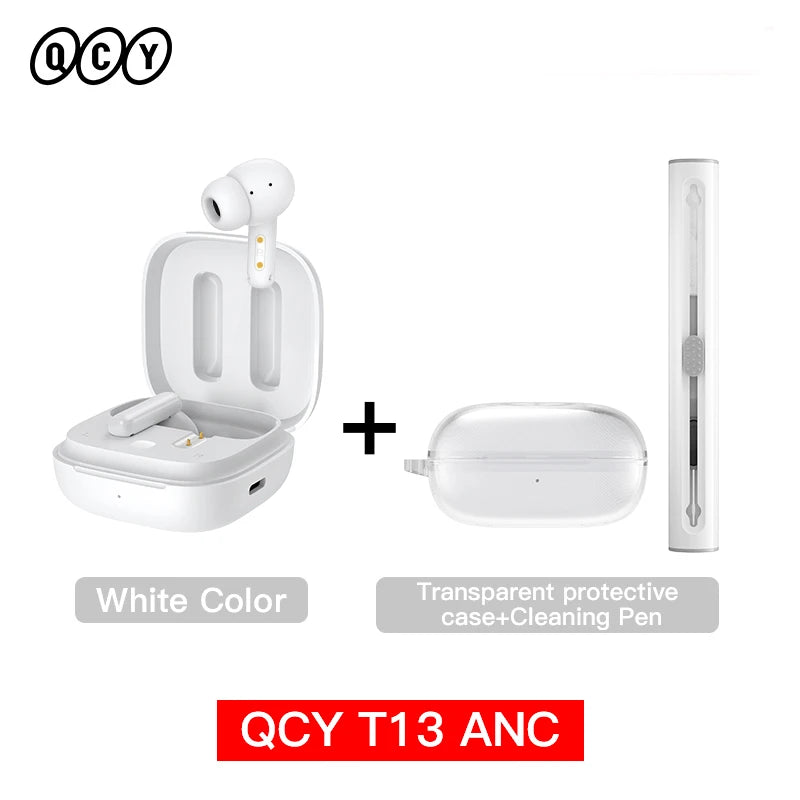 Fone de Ouvido QCY T13 ANC Bluetooth 5.3 Cancelamento de Ruído 28dB 4 Mics ENC Bateria 30h Modo Game Baixa Latência Original QCY