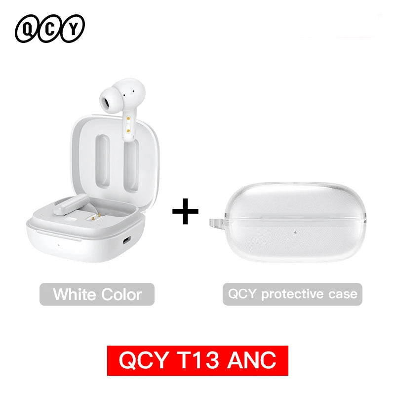 Fone de Ouvido QCY T13 ANC Bluetooth 5.3 Cancelamento de Ruído 28dB 4 Mics ENC Bateria 30h Modo Game Baixa Latência Original QCY
