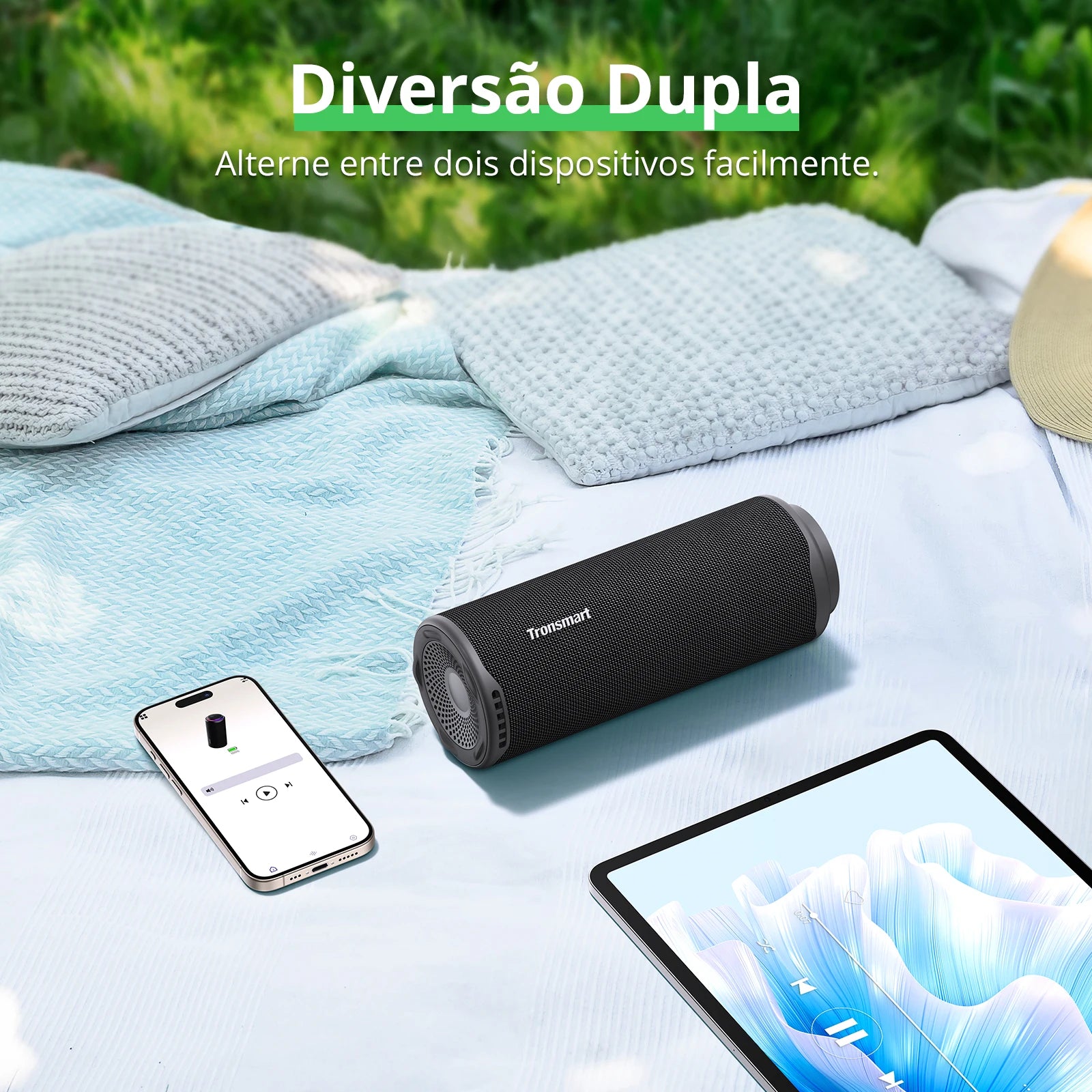 Caixa de Som Bluetooth Tronsmart T8 40W Portátil Som 360 Graus Surround Sistema 2.1 Graves Potentes IPX7 À Prova D'água Bateria 18h LED RGB App EQ Profissional