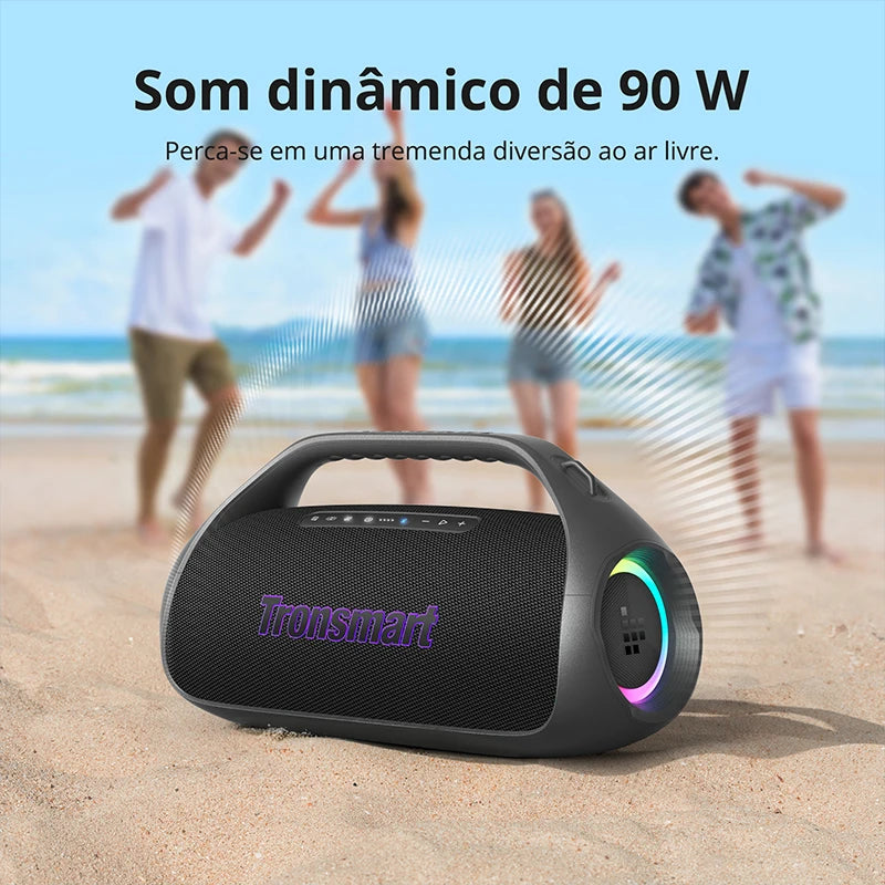 Caixa de Som Bluetooth Tronsmart Bang 2 90W Portátil Potente Subwoofer 2.1 Canais Bateria 26h Powerbank IPX6 Prova D'água Som Surround Festa Show de Luzes LED App EQ Externo