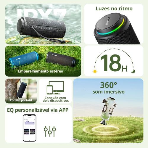 Caixa de Som Bluetooth Tronsmart T8 40W Portátil Som 360 Graus Surround Sistema 2.1 Graves Potentes IPX7 À Prova D'água Bateria 18h LED RGB App EQ Profissional