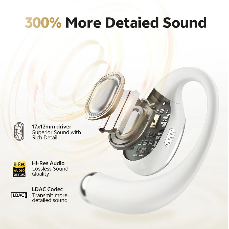 Fone de Ouvido QCY Crossky R70 OWS Bluetooth 6.0 Hi-Res LDAC Esportivo Sem Fio Earhook Bass Boost IPX5