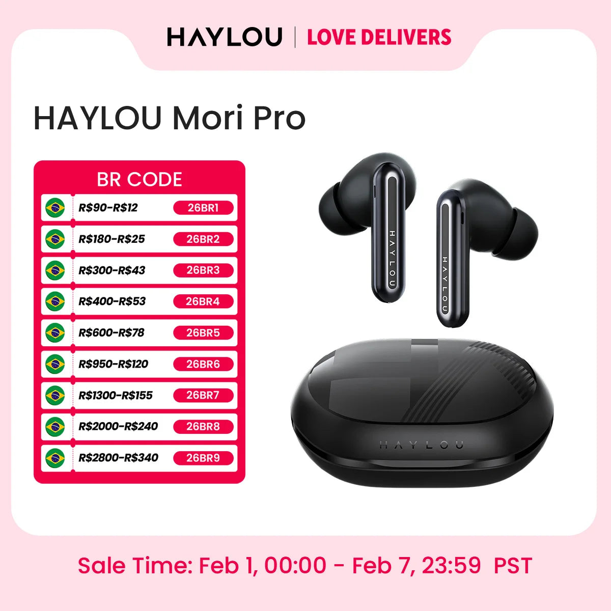 Fone de Ouvido HAYLOU Mori Pro Bluetooth 5.4 Cancelamento de Ruído Ativo ANC -43dB 6 Microfones Chamadas HD Bateria 35h Gamer Baixa Latência IPX4 Original Haylou Sound