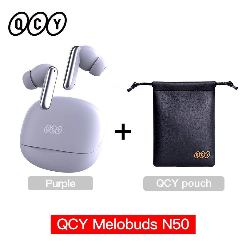 Fone de Ouvido QCY Melobuds N50 ANC Bluetooth 5.4 Cancelamento de Ruído Adaptativo 6 Mics Multipoint Bateria 28h Original QCY
