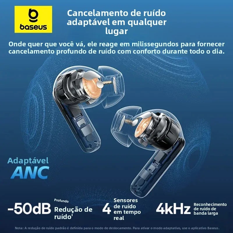 Baseus EP10 Pro ANC Earbuds Wireless Bluetooth 6.0 Earphones 50dB Realtime Adaptive Headphones 6 Mic Hi-Res LDAC IP55  Ear buds