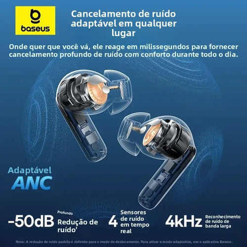 Baseus EP10 Pro ANC Earbuds Wireless Bluetooth 6.0 Earphones 50dB Realtime Adaptive Headphones 6 Mic Hi-Res LDAC IP55  Ear buds