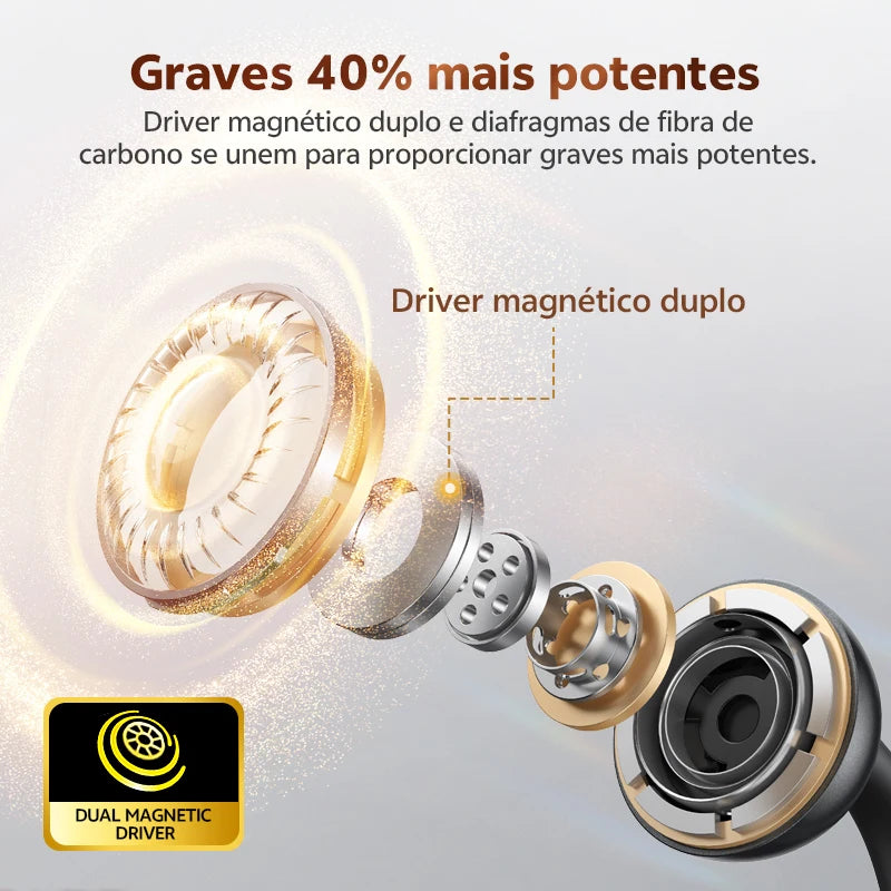 Fone de Ouvido QCY Crossky C50 Bluetooth 6.0 Open Ear Clipe Conforto Esportivo Graves Potentes 4 Mics Chamadas IA Bateria 35h IPX5 Original