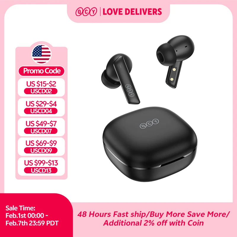 Fone Bluetooth QCY HT05 MeloBuds ANC 40dB Pro À Prova D'água 6 Mics Gamer Latência Baixa