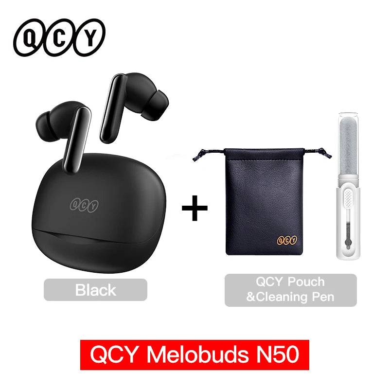 Fone de Ouvido QCY Melobuds N50 ANC Bluetooth 5.4 Cancelamento de Ruído Adaptativo 6 Mics Multipoint Bateria 28h Original QCY