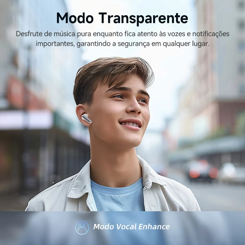 Fone de Ouvido QCY Melobuds N50 ANC Bluetooth 5.4 Cancelamento de Ruído Adaptativo 6 Mics Multipoint Bateria 28h Original QCY