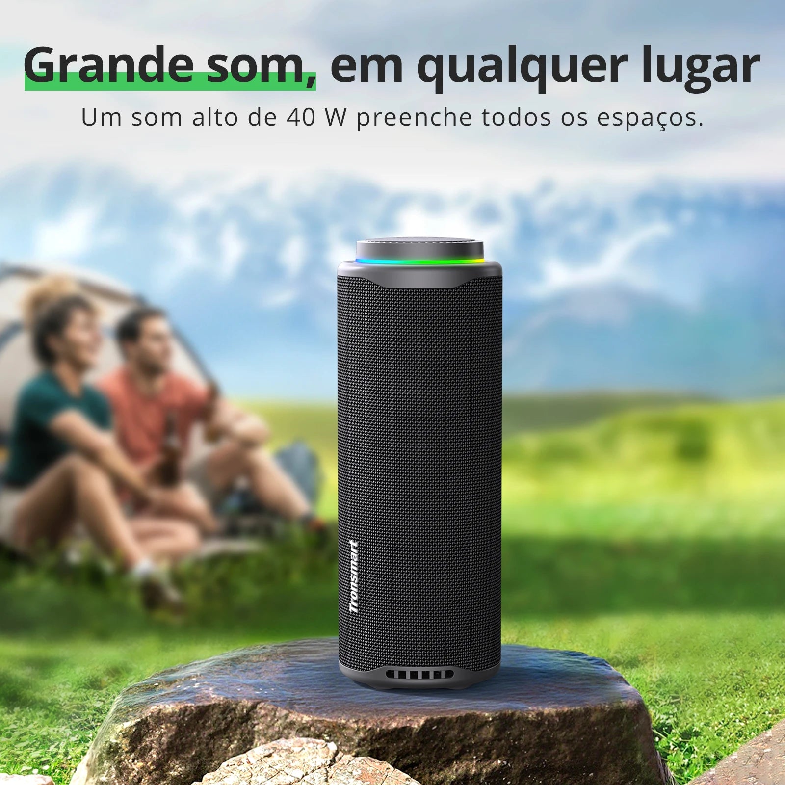 Caixa de Som Bluetooth Tronsmart T8 40W Portátil Som 360 Graus Surround Sistema 2.1 Graves Potentes IPX7 À Prova D'água Bateria 18h LED RGB App EQ Profissional