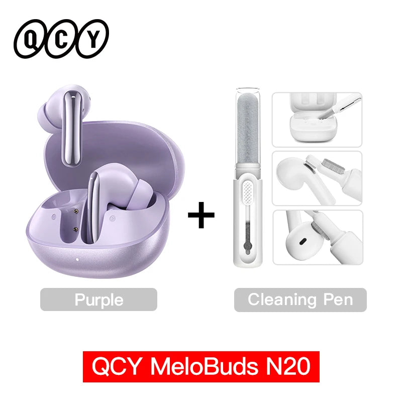 Fone de Ouvido QCY MeloBuds N20 HT20 Bluetooth 6.0 Cancelamento de Ruído Ativo ANC -50dB 6 Microfones Chamadas HD Driver 13mm Bateria 40h Gamer Baixa Latência IPX4 Original
