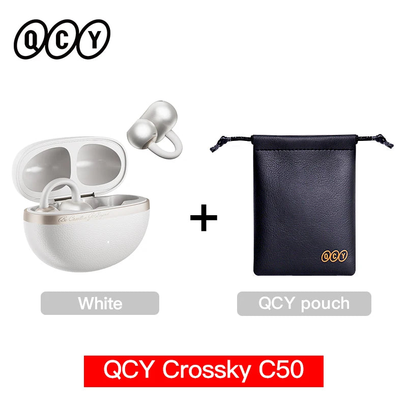 Fone de Ouvido QCY Crossky C50 Bluetooth 6.0 Open Ear Clipe Conforto Esportivo Graves Potentes 4 Mics Chamadas IA Bateria 35h IPX5 Original