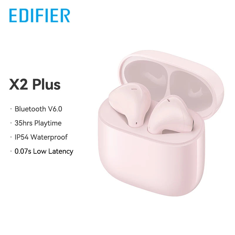 Edifier X2 Plus True Wireless Earbuds TWS Bluetooth Earphone 70ms Low Latency Bluetooth V6.0 IP54 Waterproof 35Hrs Playtime