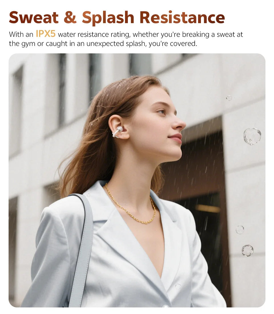 Fone de Ouvido QCY Crossky C50 Bluetooth 6.0 Open Ear Clipe Conforto Esportivo Graves Potentes 4 Mics Chamadas IA Bateria 35h IPX5 Original