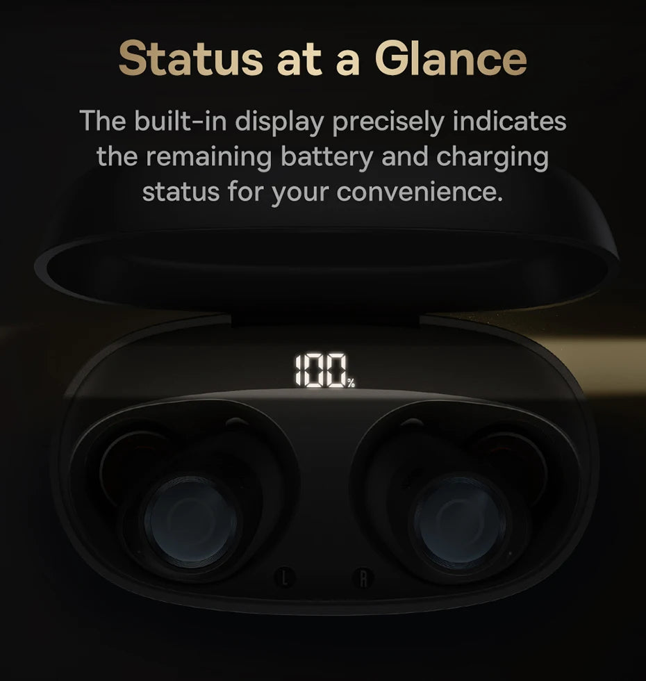 Fone de Ouvido Baseus Bowie MA10 Pro ANC -48dB Bluetooth 5.3 Áudio Espacial 3D Bateria 40h IPX6 À Prova D'água Estojo com Display Digital Original